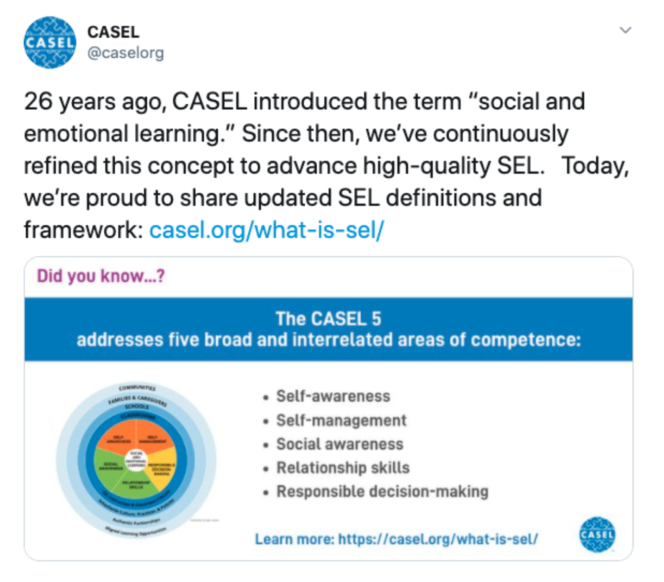 CASEL's SEL definition update