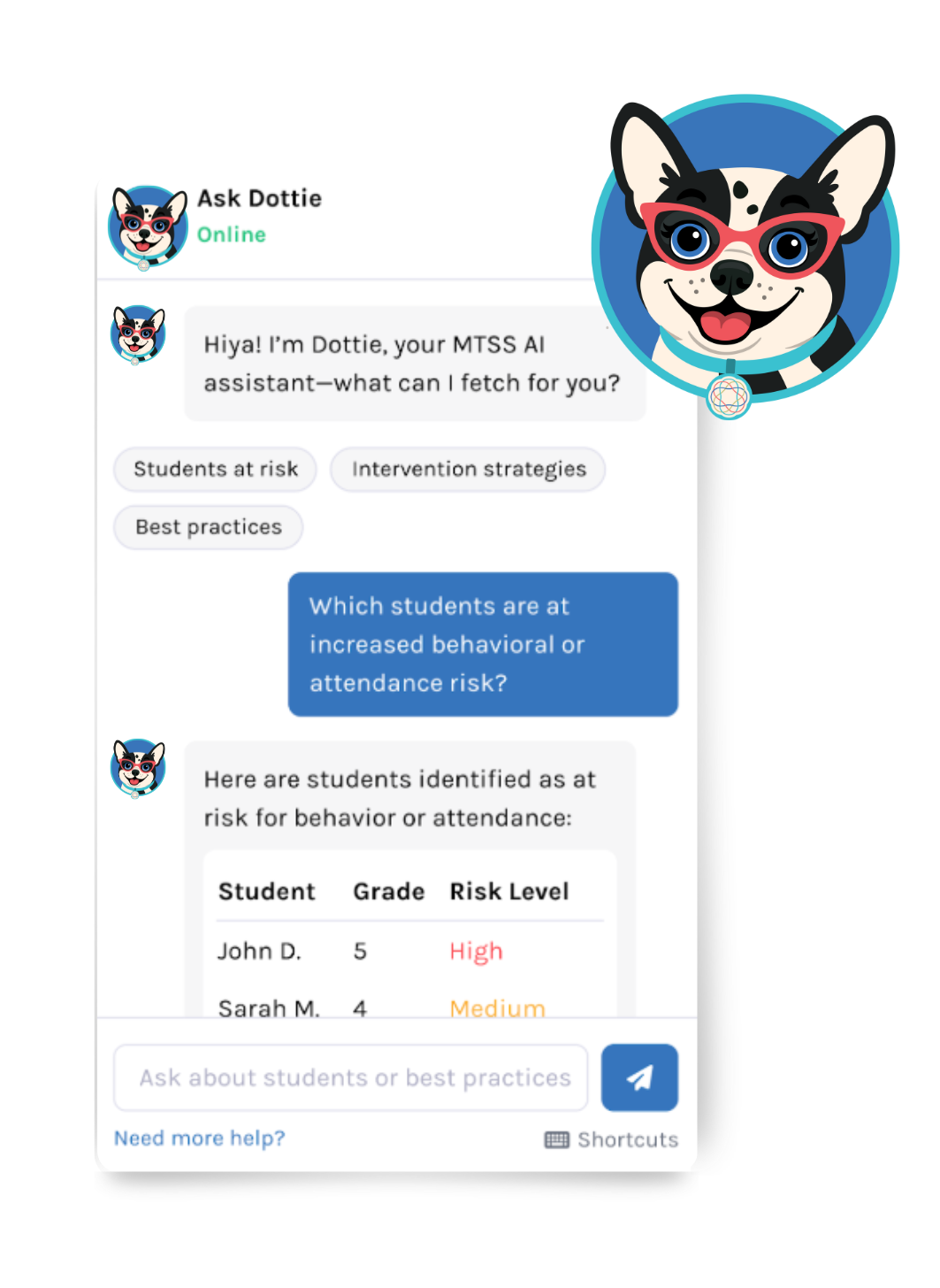 Dottie Chat MTSS Branching Minds