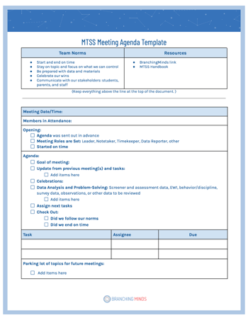 MTSS Meeting Agenda Template and Tips
