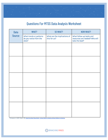 Questions for MTSS Data Analysis Worksheet 