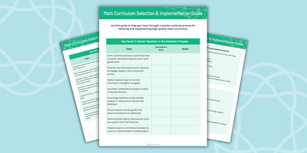 Math Curriculum Selection & Implementation Guide cover graphic