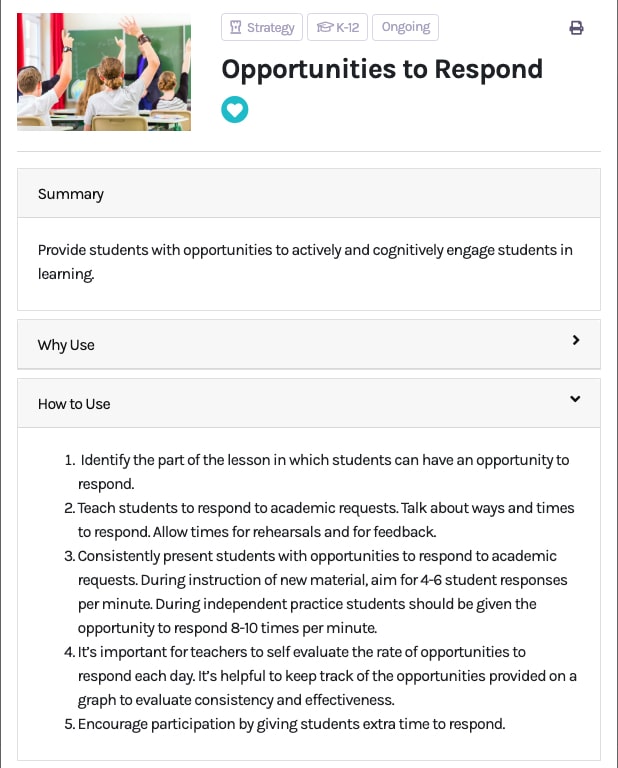 opportunities to respond