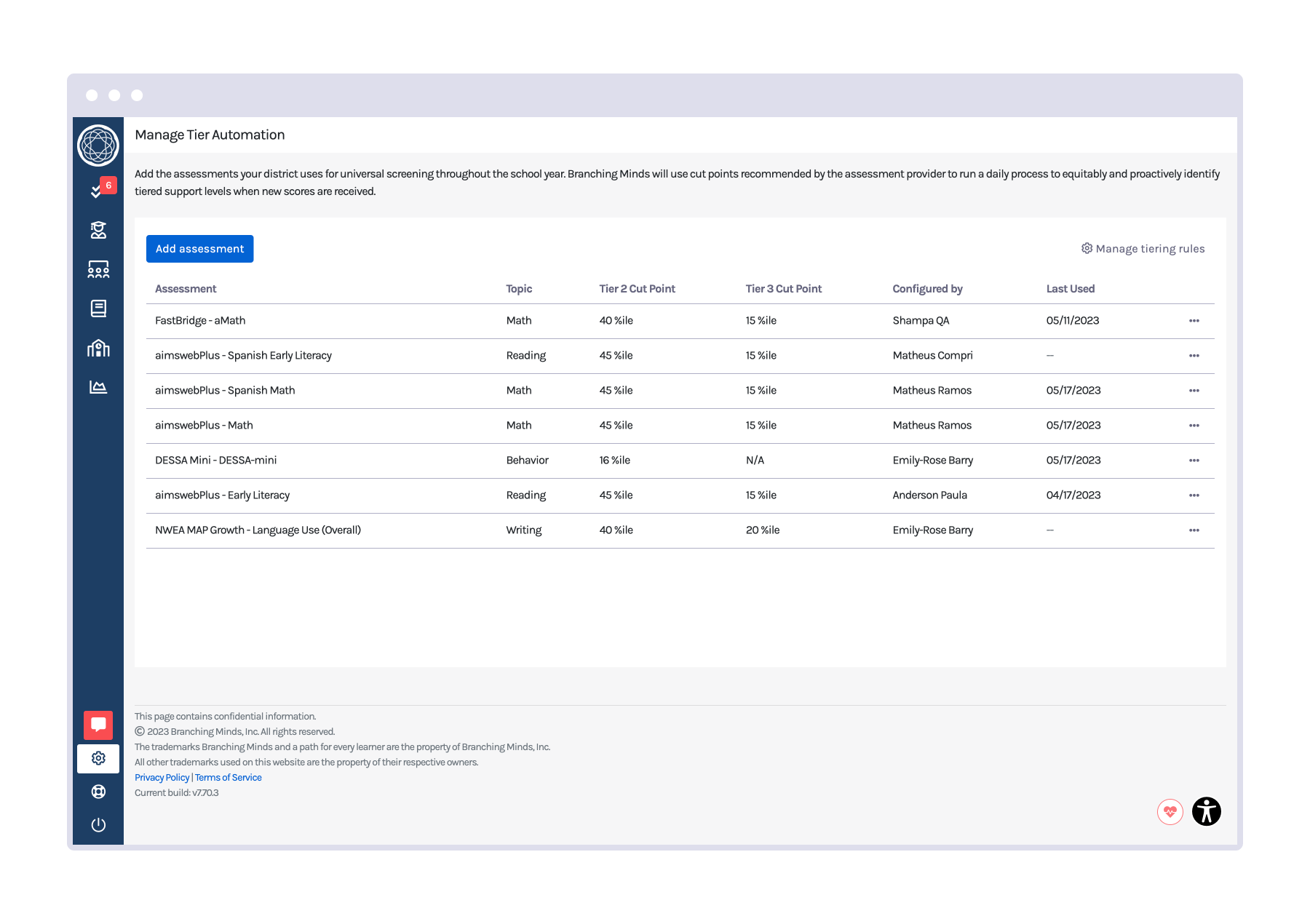 Automate tier recommendations