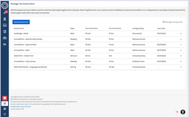 branching minds - mtss platform - tier automation