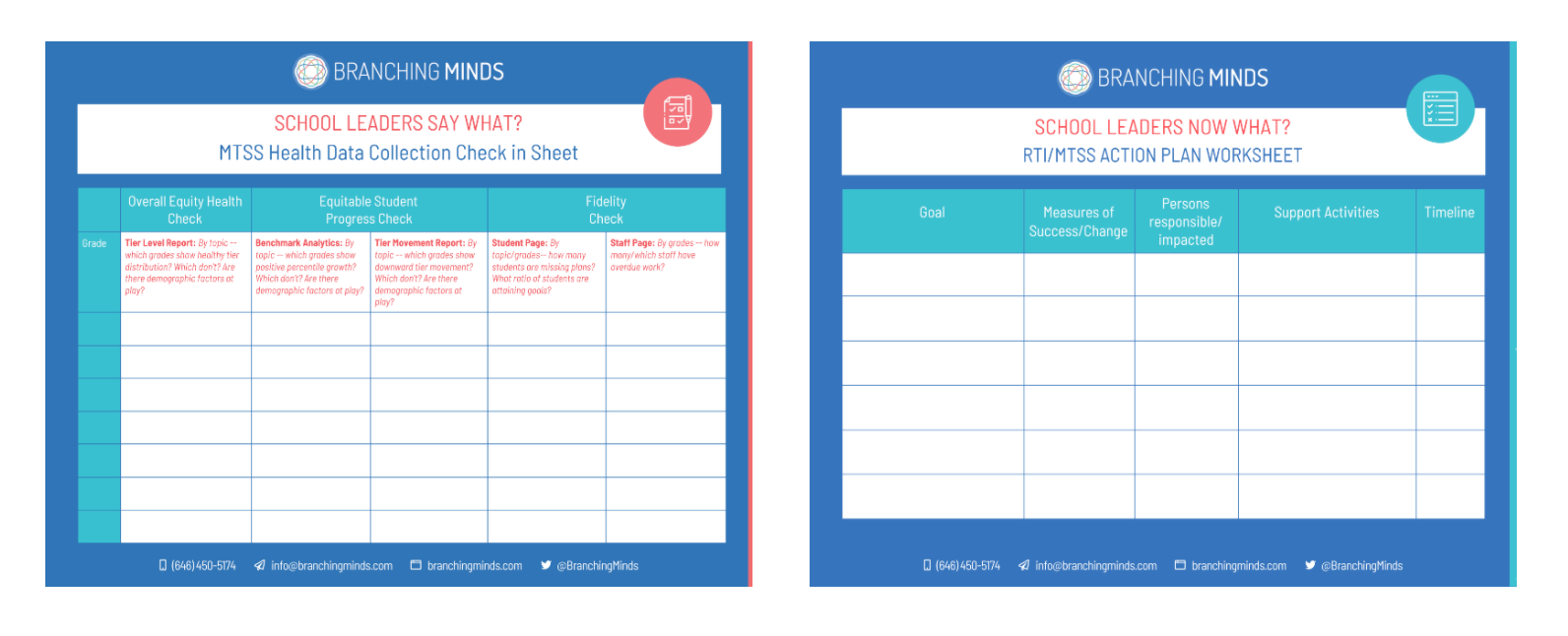 MTSS school leadership worksheets