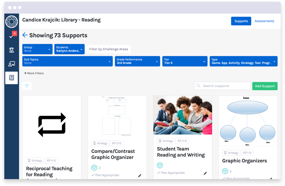 Find targeted supports Find targeted supports