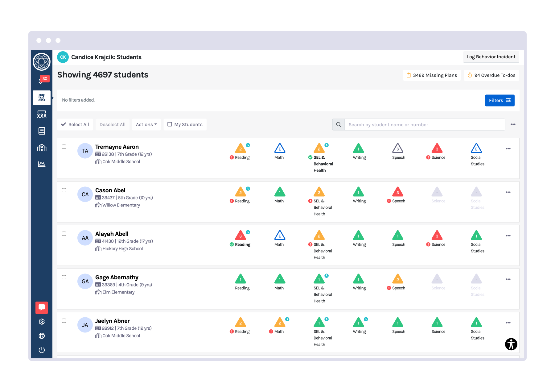 Branching Minds_MTSS Platform_Student List